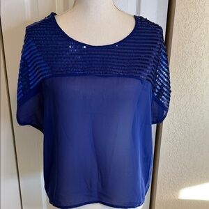 Cowgirl Tuff Royal Blue Sequin Blouse